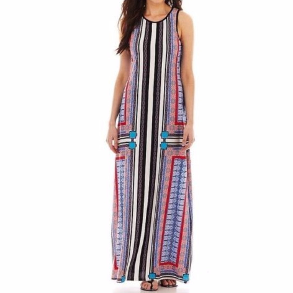Bisou Bisou Sleeveless Scoopneck Maxi Dress Size 6 New